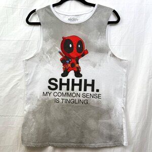 Marvel Mighty Fine Deadpool My Common Sense Is Tingling Tank Unisex M Gray